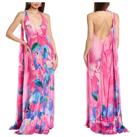 HEMANT & NANDITA Dresses & Skirts - NWT: HEMANT & NANDITA Pink Floral Maxi Dress with Blue & Green Accents